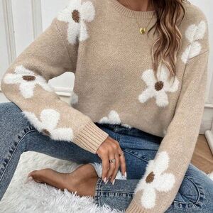 Floral Beige Sweater